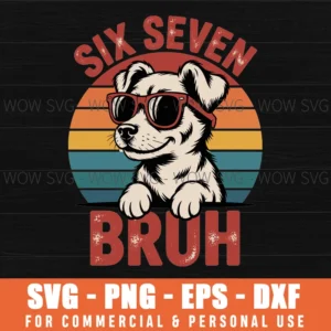 Funny Retro Dog Sunglasses, Six Seven Dog Svg
