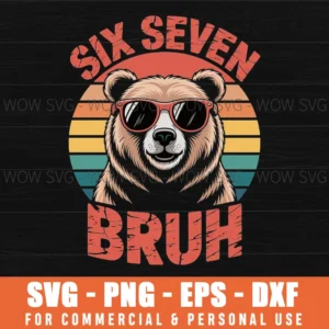 Funny Retro Bear Sunglasses Stylish Six Seven Bear Glasses Svg