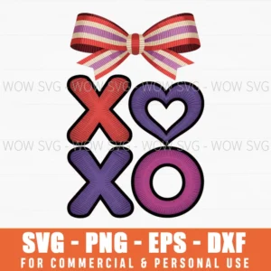 Valentines Coquette Png, Xoxo Bow Svg