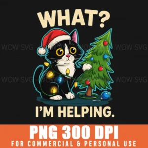 WHAT IM HELPING FUNNY CAT KITTY CHRISTMAS TREE PNG