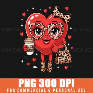 Valentine Vibe Leopard Bow Heart Sunglass Svg Png