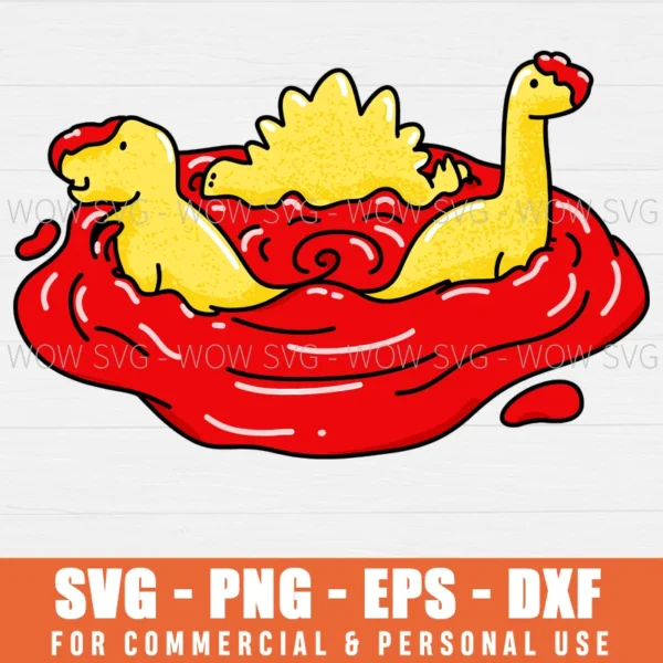Funny Dinosaur Ketchup Dino Nugget Svg Png Eps - Wow SVG