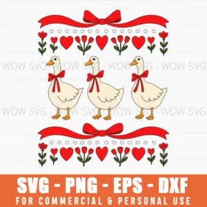 Valentine Coquette Silly Goose Duck Png Svg