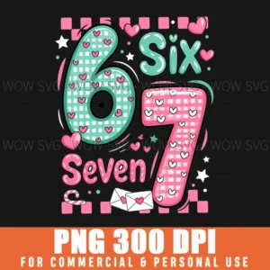 Valentine Day 6 7 Six Seven Preppy Hearts Couple Matching Png