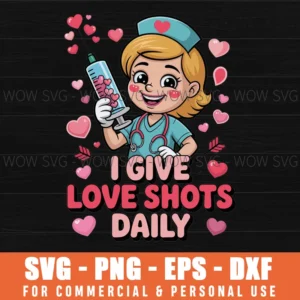 I Give Love Shots Daily Nurse Valentine’S Day Svg Png