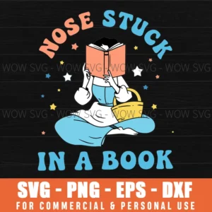 Belle Princess Book Club Nose Stuck In Book Girls Svg Png