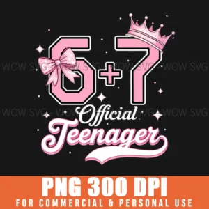 Pink Coquette 13Th Birthday Girl Official Teenager 67 Meme Png