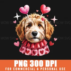 Cute Goldendoodle Valentines Day Dog Lover Heart Png
