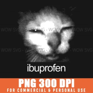 Funny Ibuprofen Cat Meme Retro Ugly Face Png
