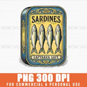 Funny Capybara Safe Sardines Canned Fish Vintage Parody Png