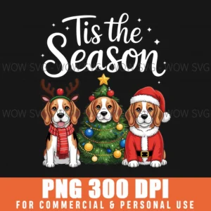 Tis The Season Png Beagle Christmas Santa Dog Lover Clip Art