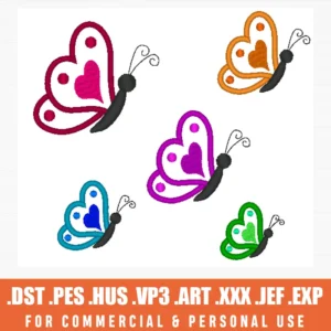 Mini Butterfly Machine Embroidery Design, Heart Wings