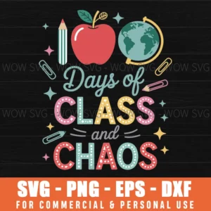 100 Days Of School Png Svg Cute Preppy Doodle Classroom Clipart