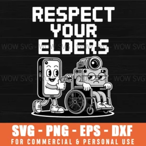 Respect Elders Vintage Retro Tech Camera Phone Funny Cartoon Svg Png