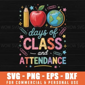 100 Days Of School Png Svg Teacher Students Classroom Doodle Clipart