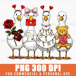 Valentine February Cute Heart Goose Love Bird Adorable Png