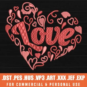 Love Heart Embroidery Design