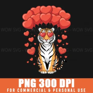 Tiger Valentine Day Heart Animal Lover Png