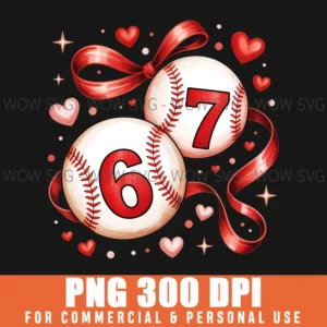 Six Seven Baseball Valentine Lover Png