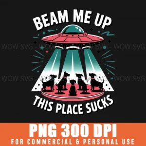 Funny Pug Dog Alien Ufo Beam Me Up Space Theme Png