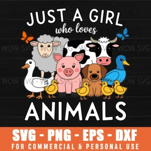 Cute Girl Loves Animals Animal Lover Pet Lover Svg Png