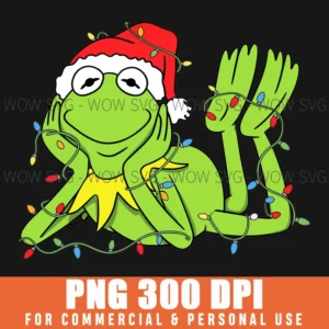 Funny Kermit The Frog Christmas Lights Santa Hat Clip Art