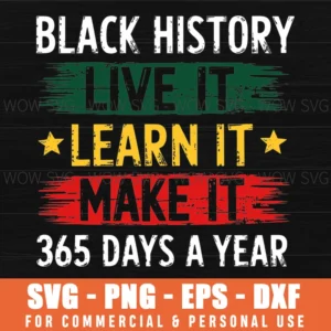 Black History Month 2025 Live Learn Make 365 Days Svg Png