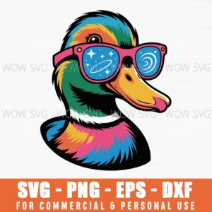 Duck In Colorful Rainbow Colors Mallard Drake Cute Ducks Svg Png