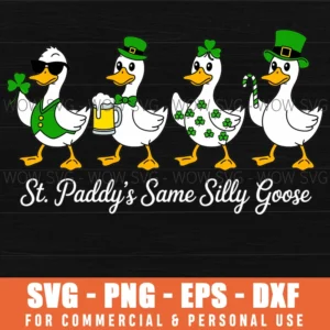 Trendy Coquette Silly Goose St Patricks Day Clover Sublimation Svg