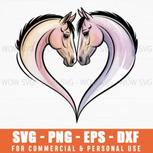 Beautiful Horse And Heart Valentine Illustrations Svg Png