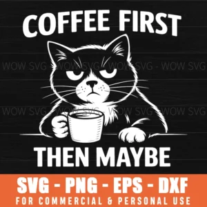 Funny Introvert Cat Coffee Sarcastic Quote Svg Png
