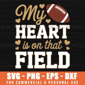 American Football Mom Heart Field Svg Png Game Day