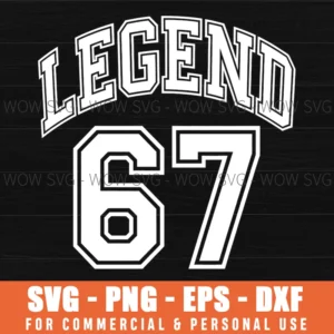 Legend 67 Retro Vintage Birthday Sports Jersey Gift Svg Png