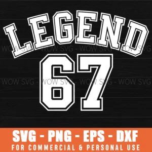 67Th Birthday Legend Athletic Jersey Sport Gift Men Women Svg