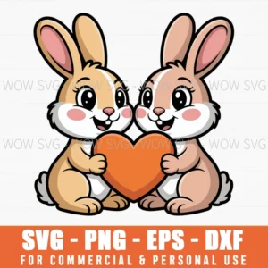 Cute Rabbit Valentine Illustrations For Gifts And Cards Svg Png