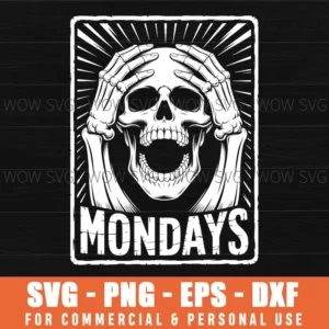 Stressed Skull Holding Head Monday Work Hate Svg Png