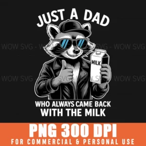 Vintage Retro Raccoon Father Dad Humor Back With Milk Png