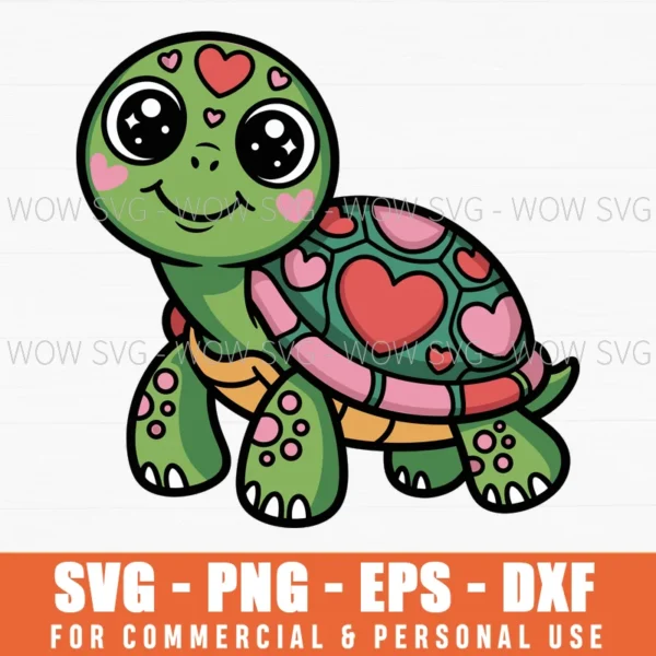 Heart-Shaped Turtle Valentine Illustrations Svg Png - Wow SVG
