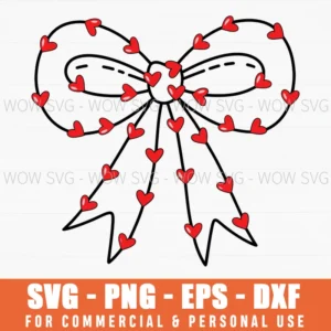 Coquette Aesthetic Girly Valentine Day Heart Bow Svg Png