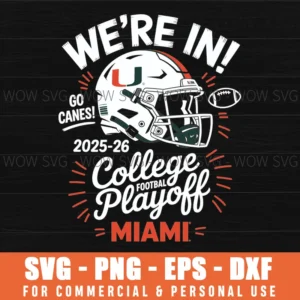 Miami Hurricanes Cfp College Football Playoff 2025-26 Svg Png