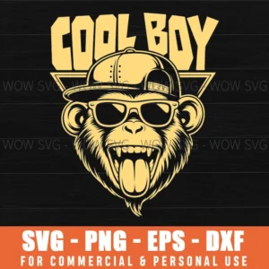 Cool Boy Funny Monkey Pose Football Retro Svg Png