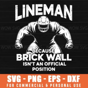 Football Lineman Funny Brick Wall Tough Player Game Day Svg