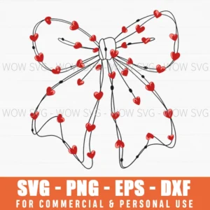 Coquette Girl Kids Valentines Heart Bow Svg Png