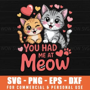 You Had Me At Meow Valentine'S Day Svg Png