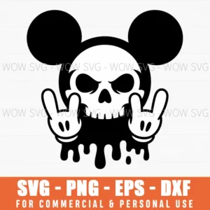 Mickey Mouse Skull Skeleton Rock Roll Head Svg Png