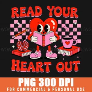Read Your Heart Valentine Reading Book Kid Teacher Png