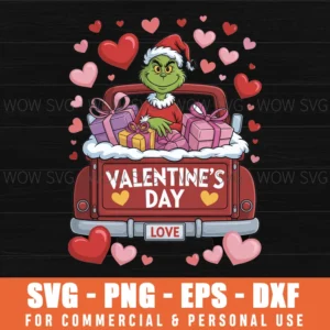 Retro Grinch Valentine Png Funny Valentine’S Day Truck Design, Be Mine Graphic, Xoxo Svg