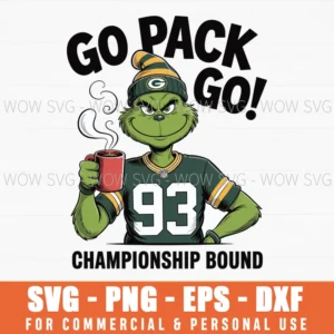 Grinch Green Bay Packers Svg Go Pack Go Clipart
