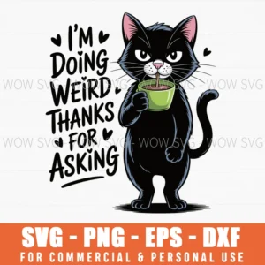 Cat Drinking Coffee Png Millennial Trendy Svg Png