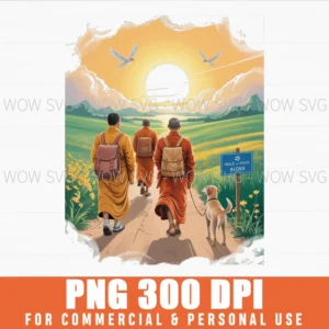 Walk For Peace Monks With Aloka Dog Svg Png
